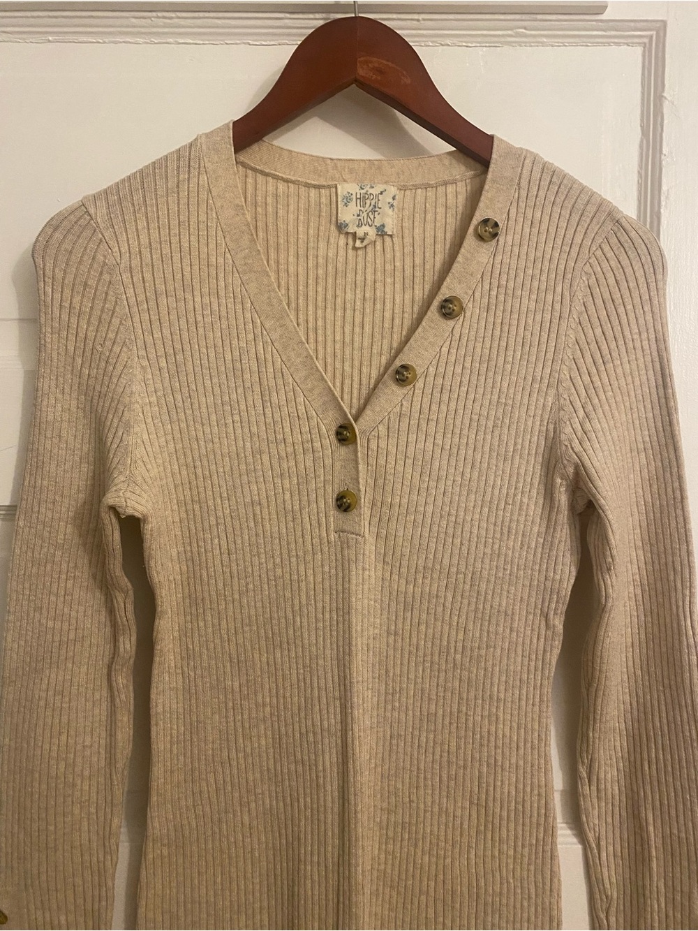Ribbed V-Neck Sweater Dress
